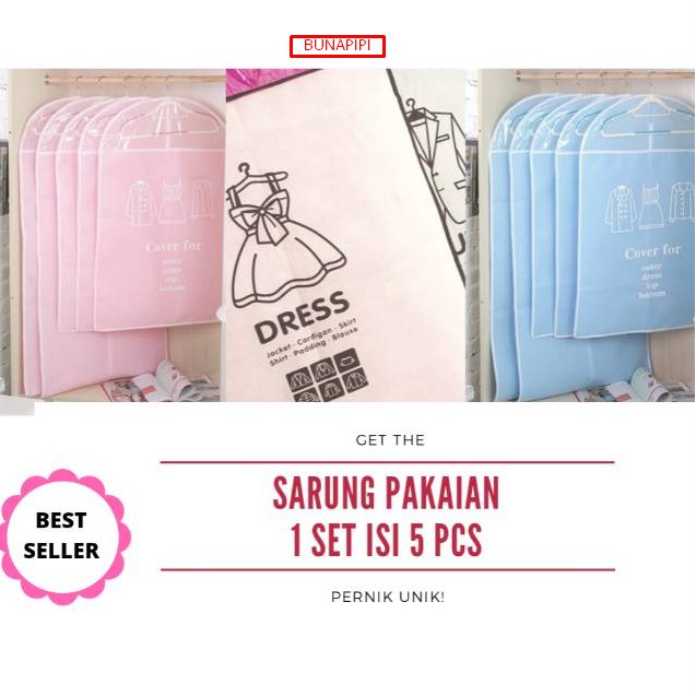 Cover Baju Gantung / Cover Baju / Cover Baju Plastik / Plastik Baju Gantung ( 1 Set 5 Pcs)