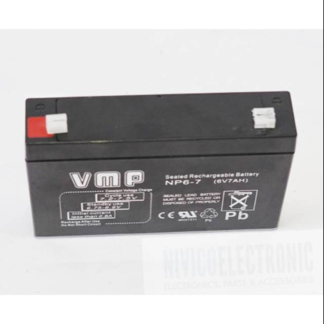 Baterai aki kering VMP 6V 7ah 15x9x2.3 cm