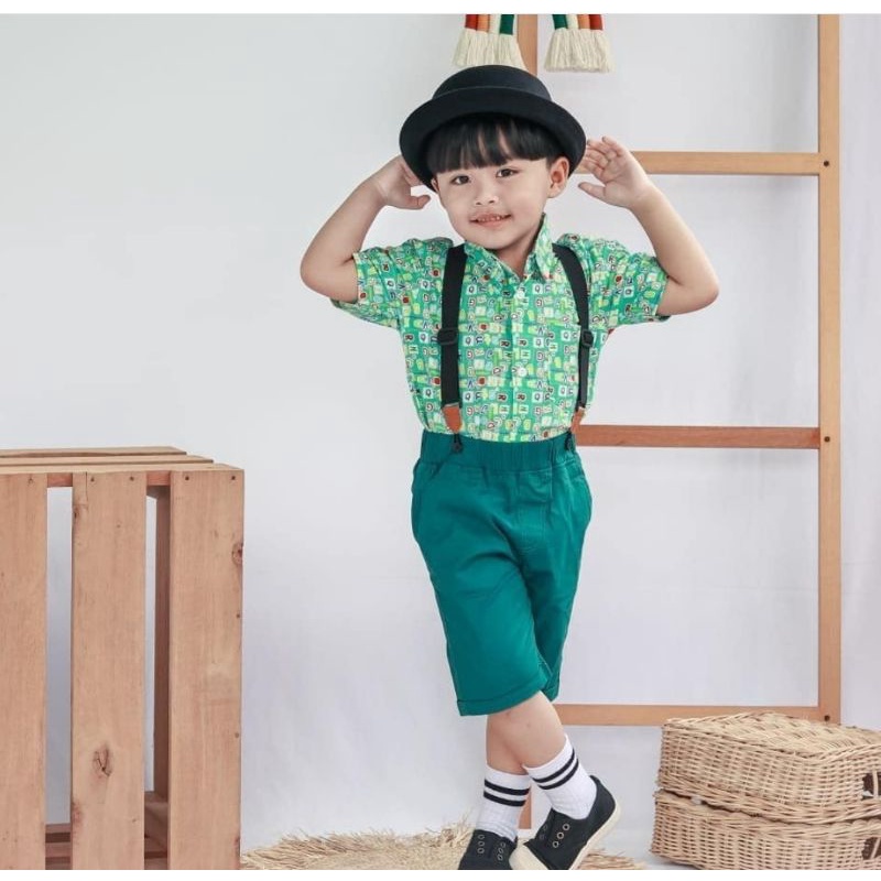 SETELAN ANAK SUSPENDER / SET SUSPENDER ANAK COWO 2-10T By JOVANKA