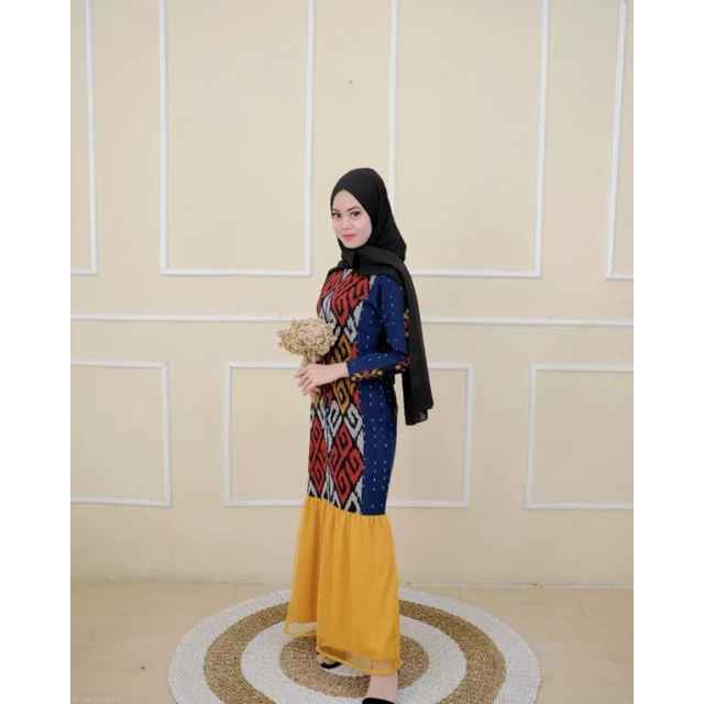 Dress tenun troso jepara || Gamis tenun kekinian || baju tenun muslim wanita kombinasi