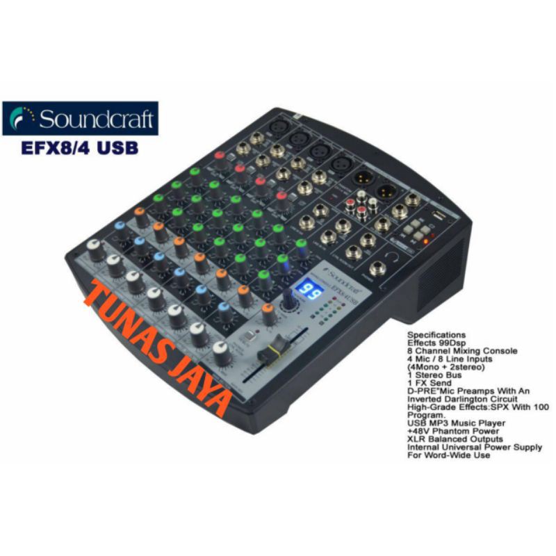 MIXER SOUDCRAFT EFX8/4 USB MIXER 8CHANNEL SOUDCRAFT EFX8/4USB EFX8USB