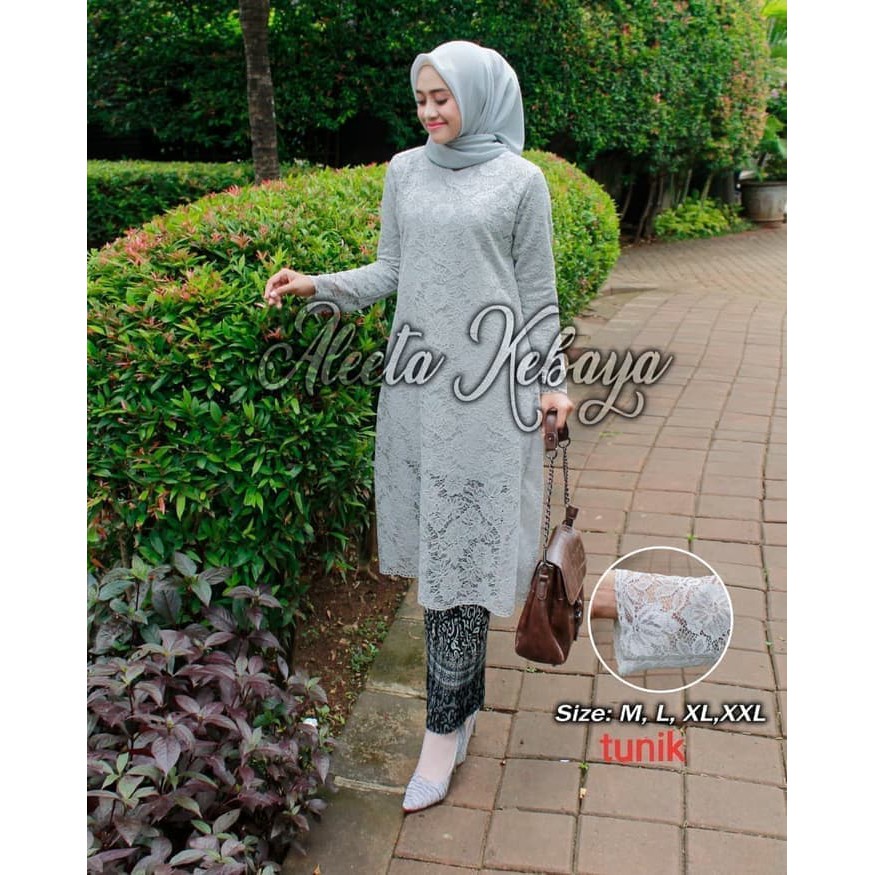 stelan kebaya brukat tunik aletaa rok plisket terlarisss