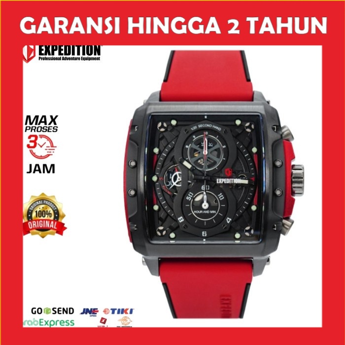 JAM TANGAN ORIGINAL EXPEDITION E 6811 M E6811M E6811 M E 6811M RED GARANSI RESMI ORI PRIA COWOK COWO