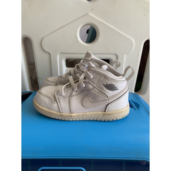 Preloved Nike Air Jordan 1 mid TD kids triple white size 25 euro / 8c