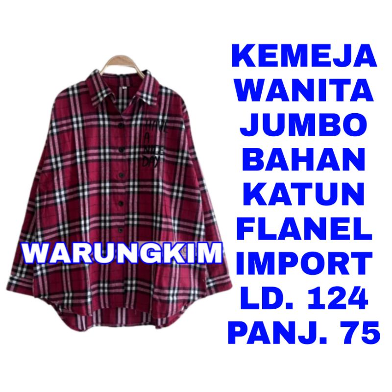 WK KEMEJA WANITA JUMBO KOTAK BAJU ATASAN KERJA MUSLIM FASHION BIG SIZE