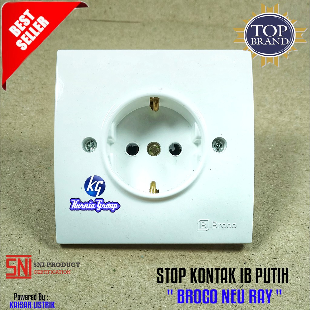 BARU !! STOP KONTAK IB BROCO NEU RAY Tanam Tembok Putih Lubang COLOKAN Socket Outlet Broko  Inbow Be