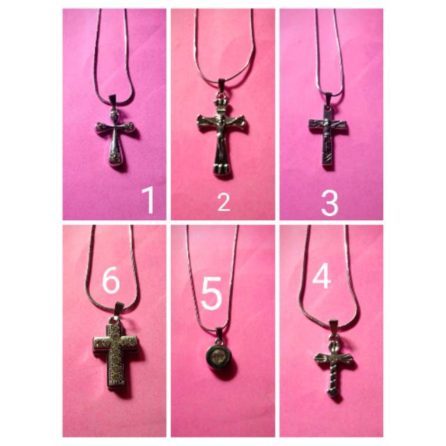 Kalung rhodium liontin salib