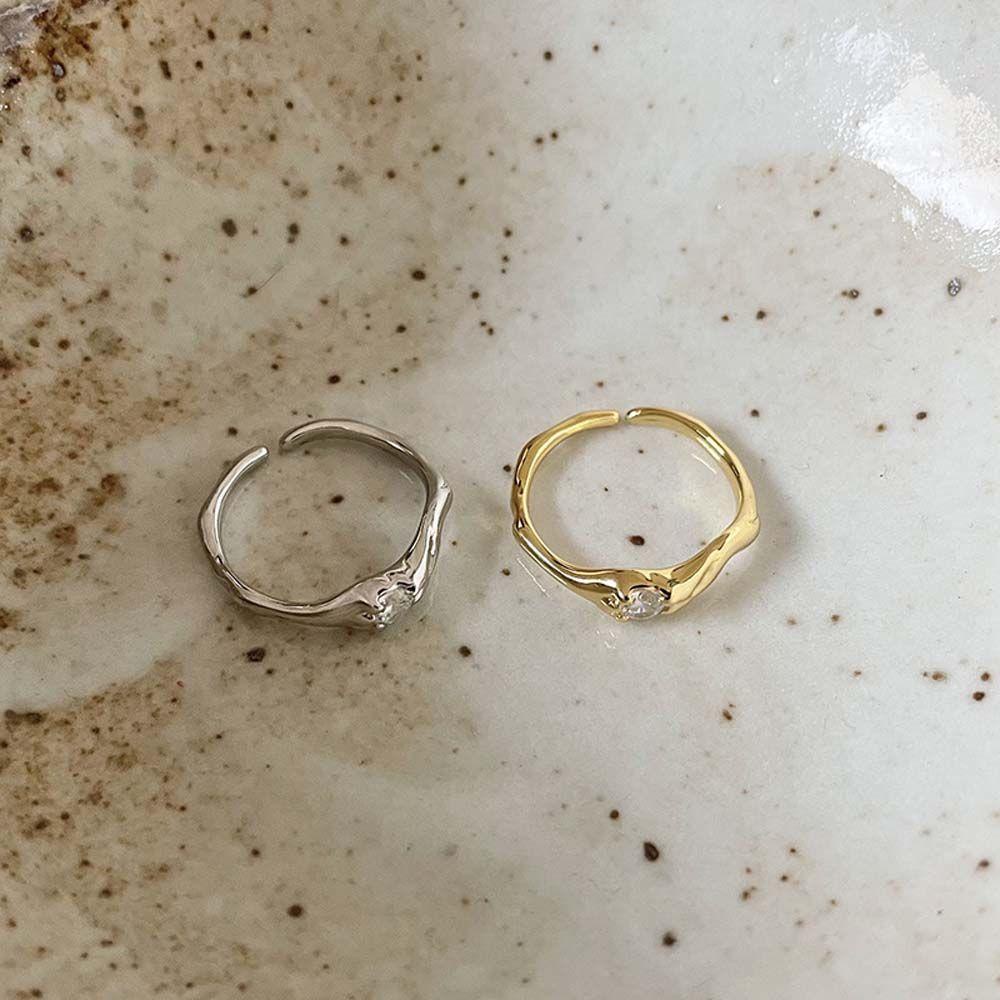 Mxbeauty Wanita Pembukaan Cincin Trendi Pernikahan Untuk Gadis Temperamen Zirkon Kristal Ekor Rings