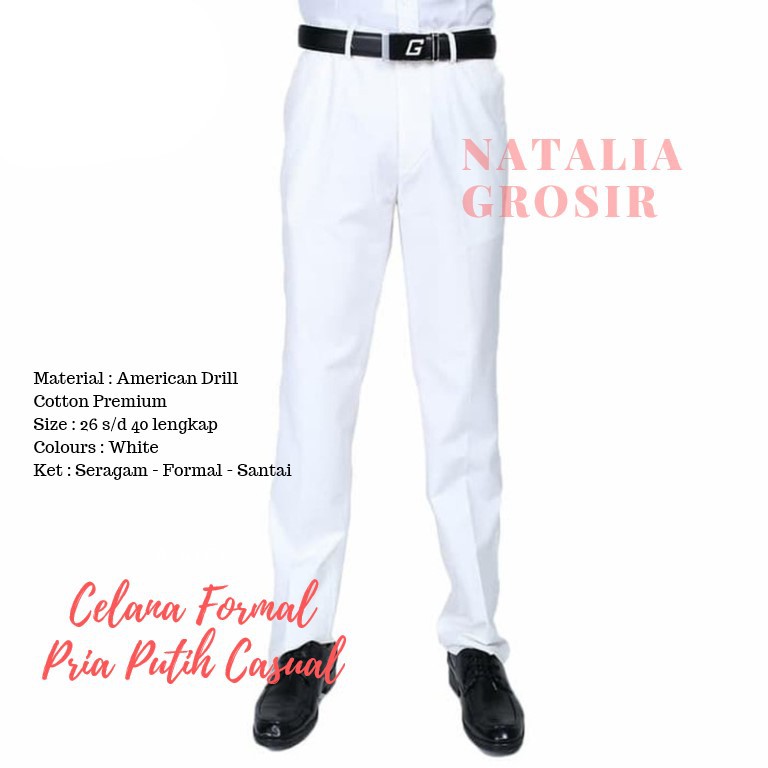 Celana Panjang Formal Pria Royal Putih Celana Pria Celana Panjang Kantor Kerja Cowok Formal Resmi ok