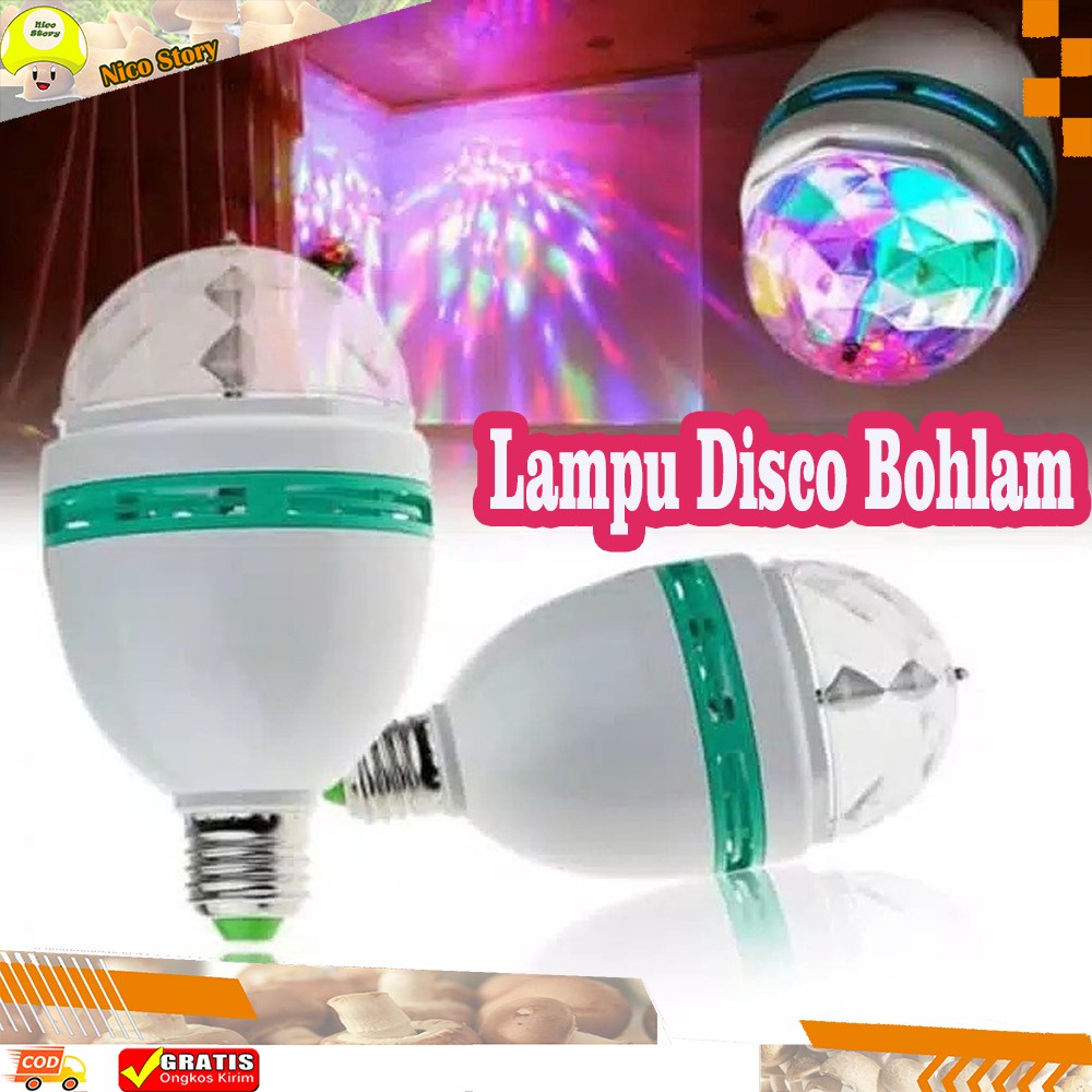 (NCS) Lampu Disco Putar Bohlam Disko Full Color Rotating Lamp Kelap Kelip