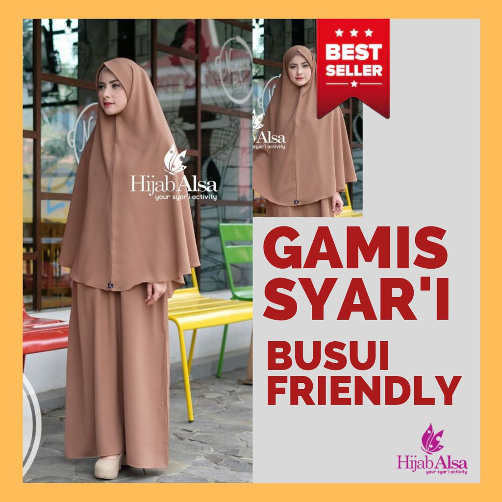 Hijab Alsa | Gamis Syari | Busui Friendly | Mafaza Khimar Anita | Muslimah Akhwat Cokelat Susu