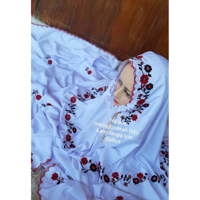 Mukena terusan polino bordir kudusan