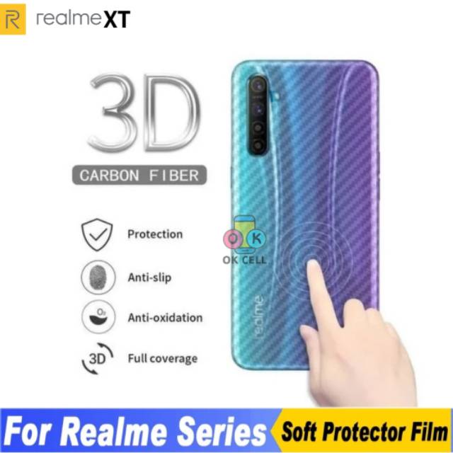 REALME XT Back Skin Carbon 3D Fiber -Garskin Karbon Realme XT Sticker Anti Gores Belakang Premium