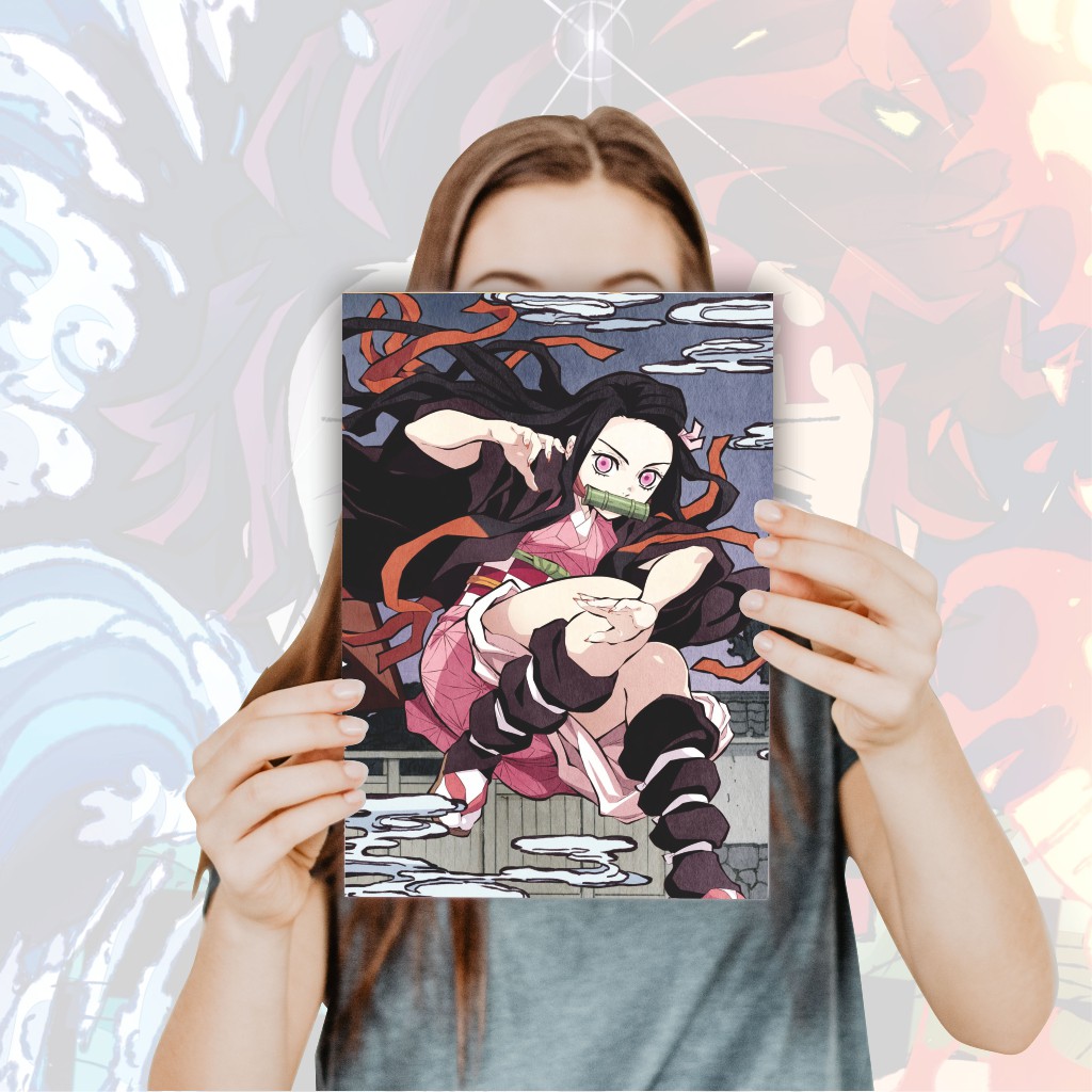 Poster Anime Kimetsu no Yaiba Demon Slayer Nezuko Tanjiro Zenitsu Giyuu Tomioka Inosuke - Size A4+-4 Nezuko