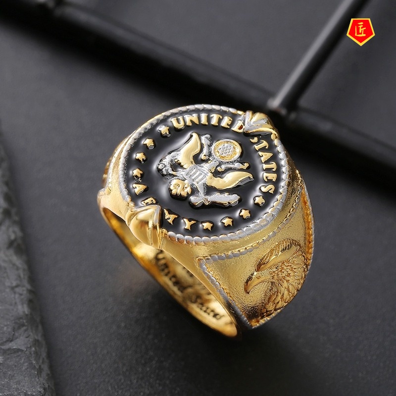 [Ready Stock]Fashion Classic This We'll Defend Men's Two-Tone Ring