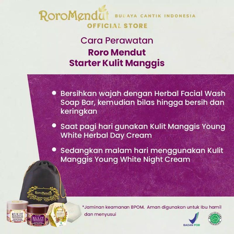 RORO MENDUT SKINCARE PAKET STARTER TEMULAWAK REMPAH HITAM KULIT MANGGIS CREAM WAJAH ORIGINAL BPOM-6