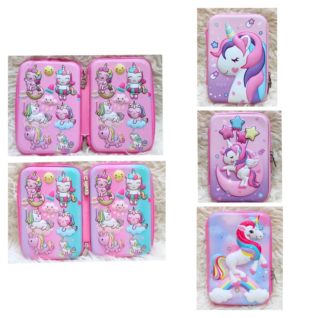 

Tempat Kotak Pensil Sekolah Anak Cewek timbul Hardcase Pencil Cases Box Unicorn 3D art organizer murah