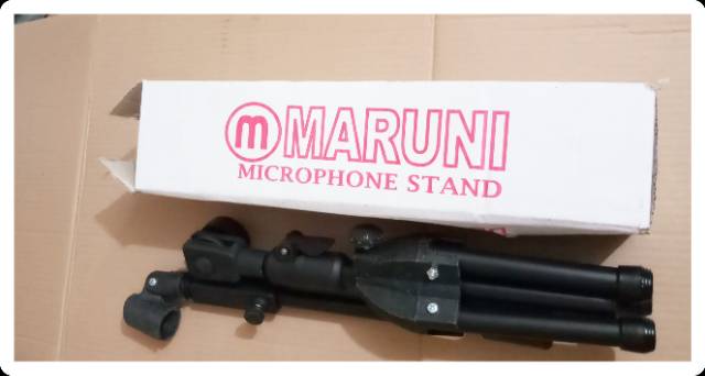 Stand mic pendek maruni plus holder penjepit mic