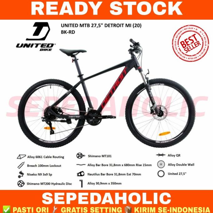 Sepeda Gunung 27.5 Inch MTB UNITED DETROIT MI Alloy 3x9 Speed Hidrolik