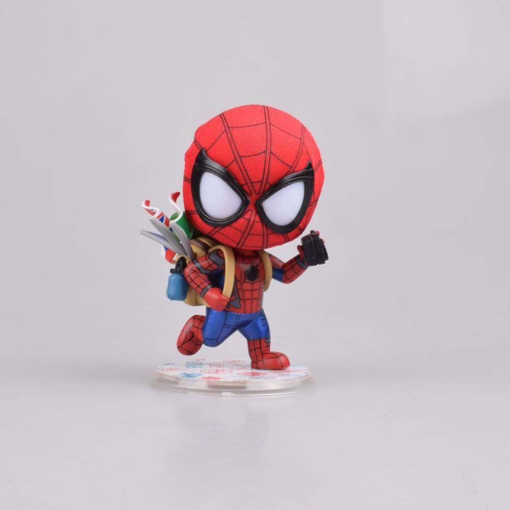 Lanfy Avengers Spider Man Marvel Kartun Anak Hadiah Super Hero Anime Peripheral Model Mainan Kepala Bergerak Marvel Model Koleksi