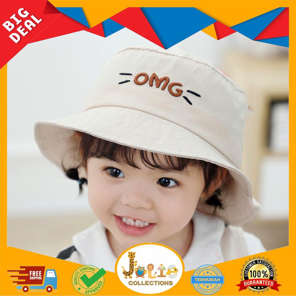 JOLIECOLLECTIONS.ID TOPI ANAK BUCKET OMG - TOPI BALITA UNISEX BUCKET BORDIR OMG-6