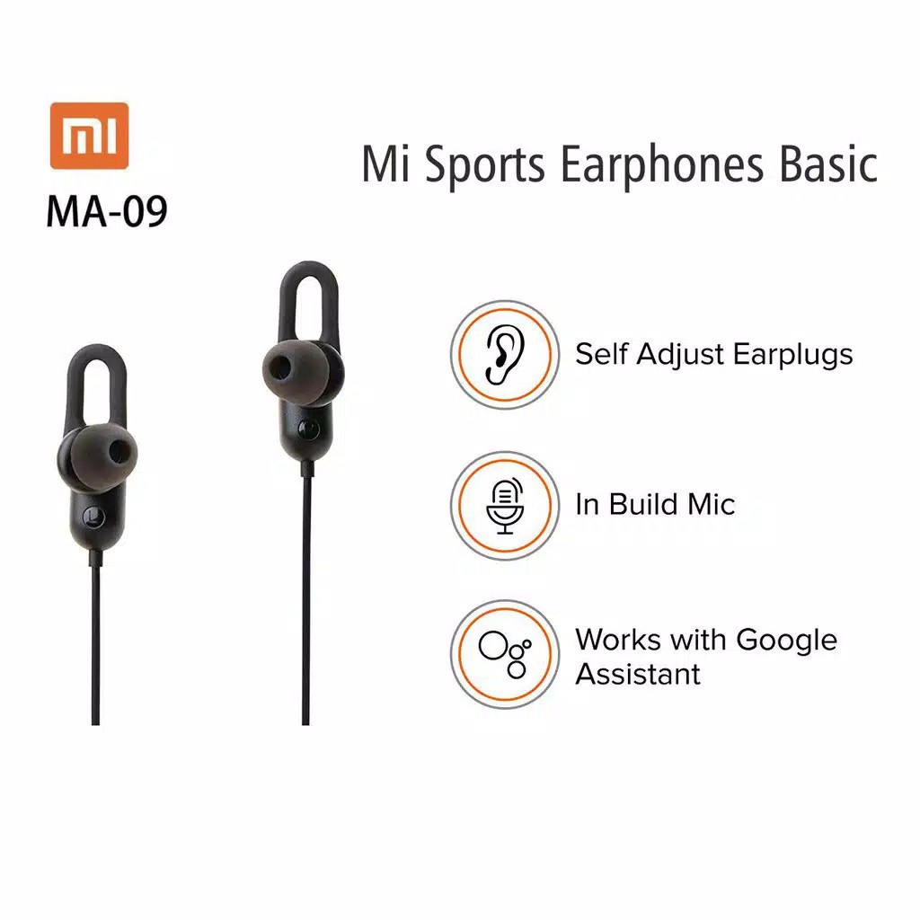 Earphone MI M09 Sport stereo bass music telfon headset mic