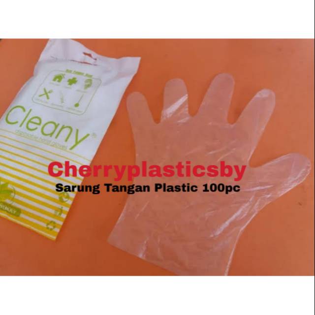 Sarung tangan plastik cleany disposable hand gloves isi 100pcs