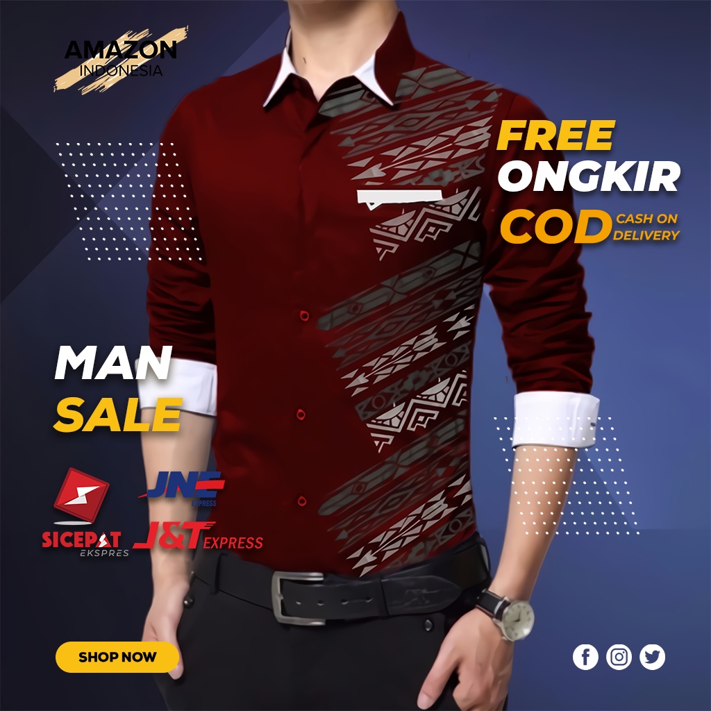 YANG LAGI HITS DICARI GAN Termurah Vicky Warna Maroon Kemeja Pria Cowo Kantor Kasual Formal Lengan Panjang