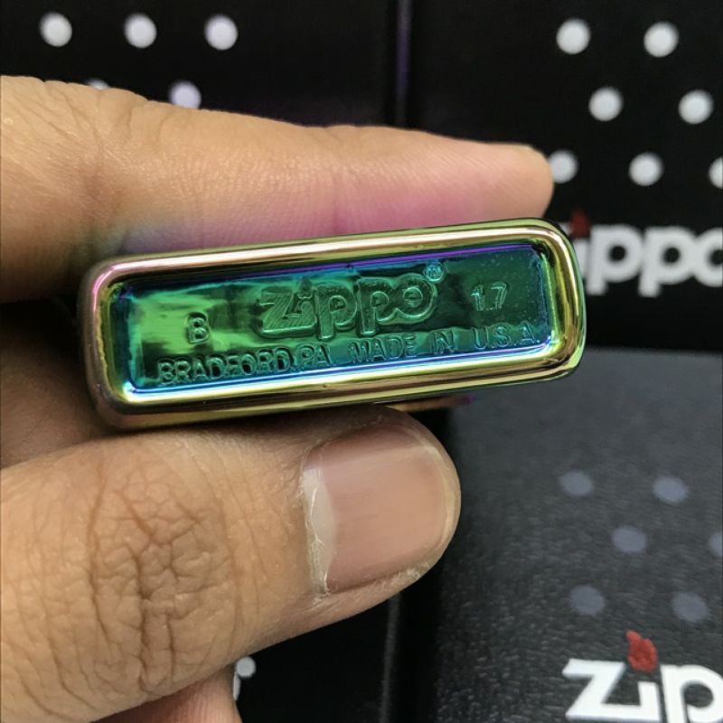 Korek zippo motif pelangi / rainbow grade original box exclusif