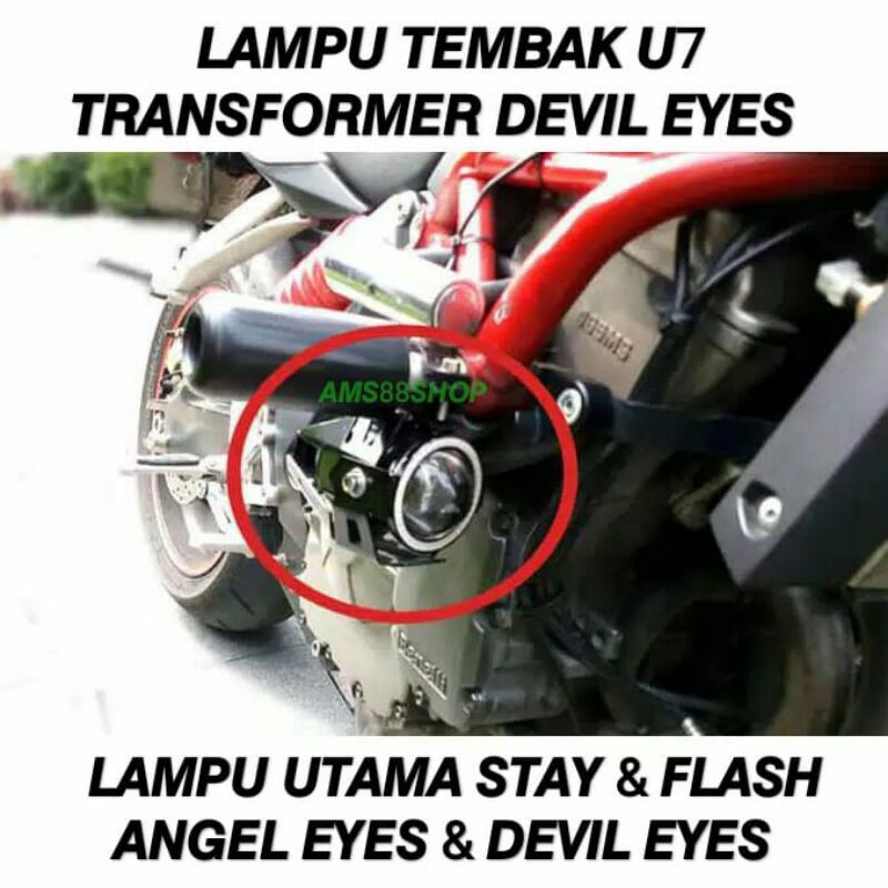 lampu tembak - lampu sorot angle eyes-devil eyes LED u7 cree transformer projector - projie motor