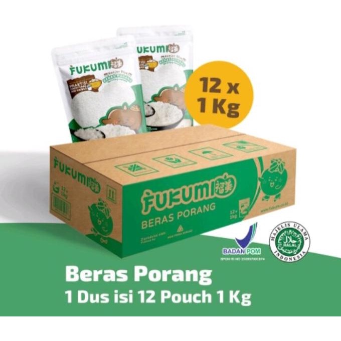 

Fukumi Beras Porang 1 kg 1 Dus isi 12 Pouch