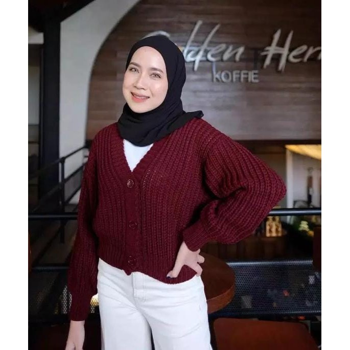 GRACIA CARDIGAN RAJUT WANITA || CARDY 7GT || OUTER CARDY-MARRON