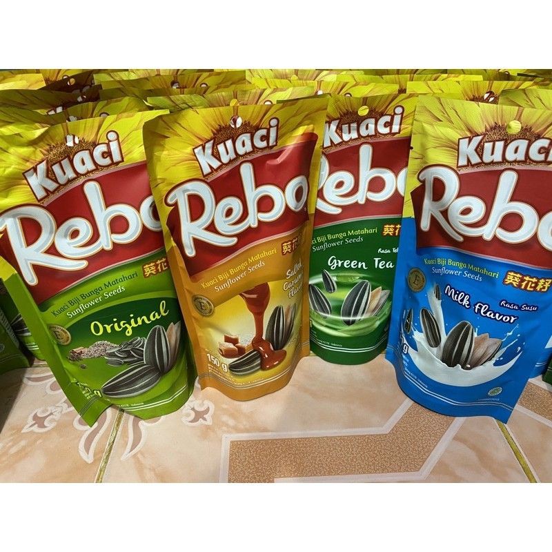 

Kuaci Rebo Ori / Kuaci Rebo Susu Milk / Kuaci Rebo Green tea / Kuaci Rebo Salted Caramel 70gr 150gr