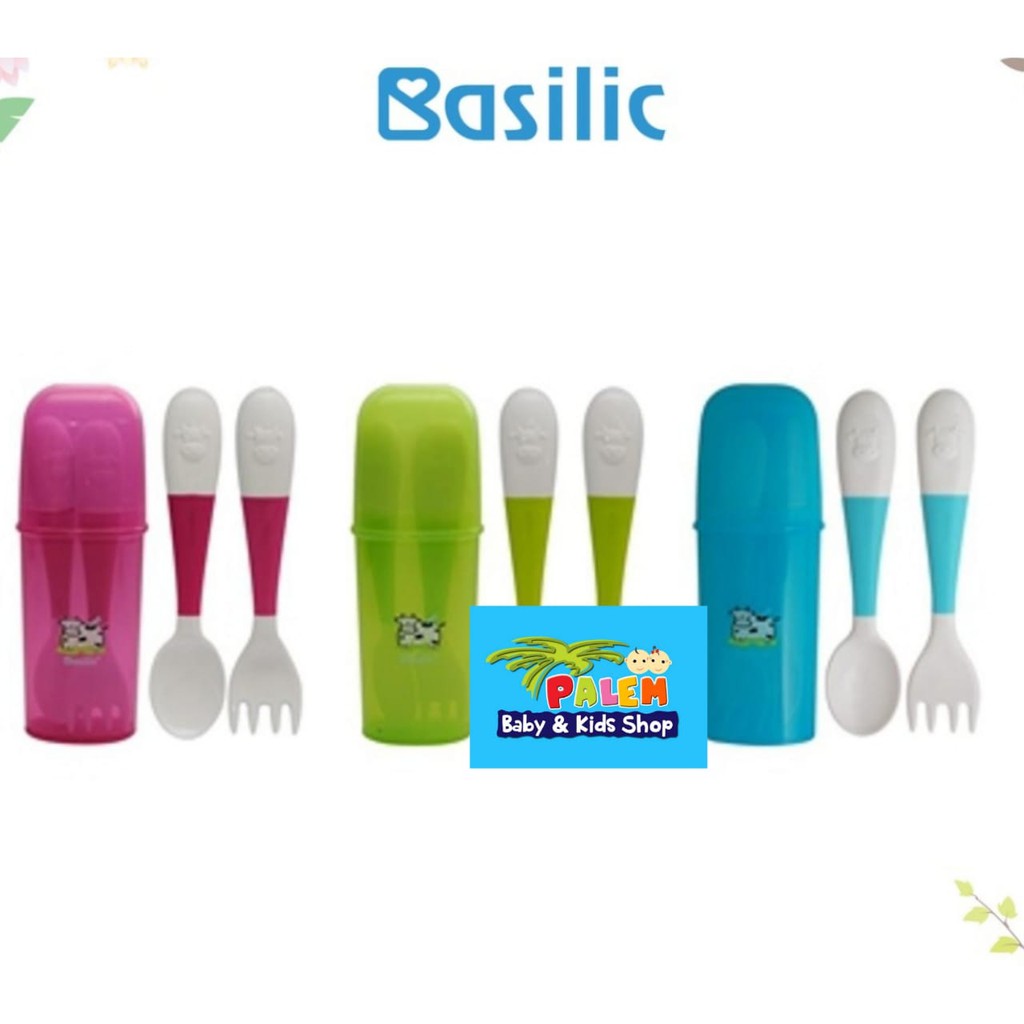 Basilic Fork &amp; Spoon Set/sendok makan bayi d213