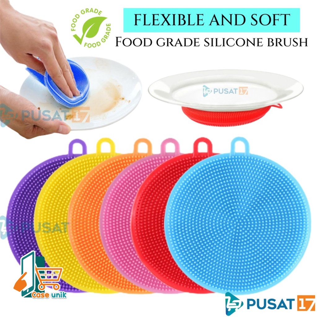 RT04 SPONS SPONGE SPON PENCUCI PIRING BULAT SILIKON SILICONE BRUSH SERBAGUNA FOOD GRADE CS3399