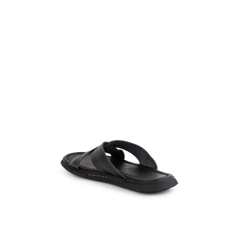 SANDAL SLIDE KULIT ANDRE VALENTINO PRIA ORIGINAL CASUAL HITAM AVM05