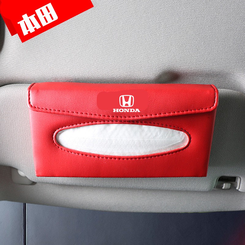 Kualitas Tinggi Universal Pelindung Matahari Mobil Tissue Box Holder PU Kulit Kotak Tisu Cover Case Aksesoris untuk Honda Logo KOTA JAZZ CIVIC HRV CRV BRV Accord Odyssey