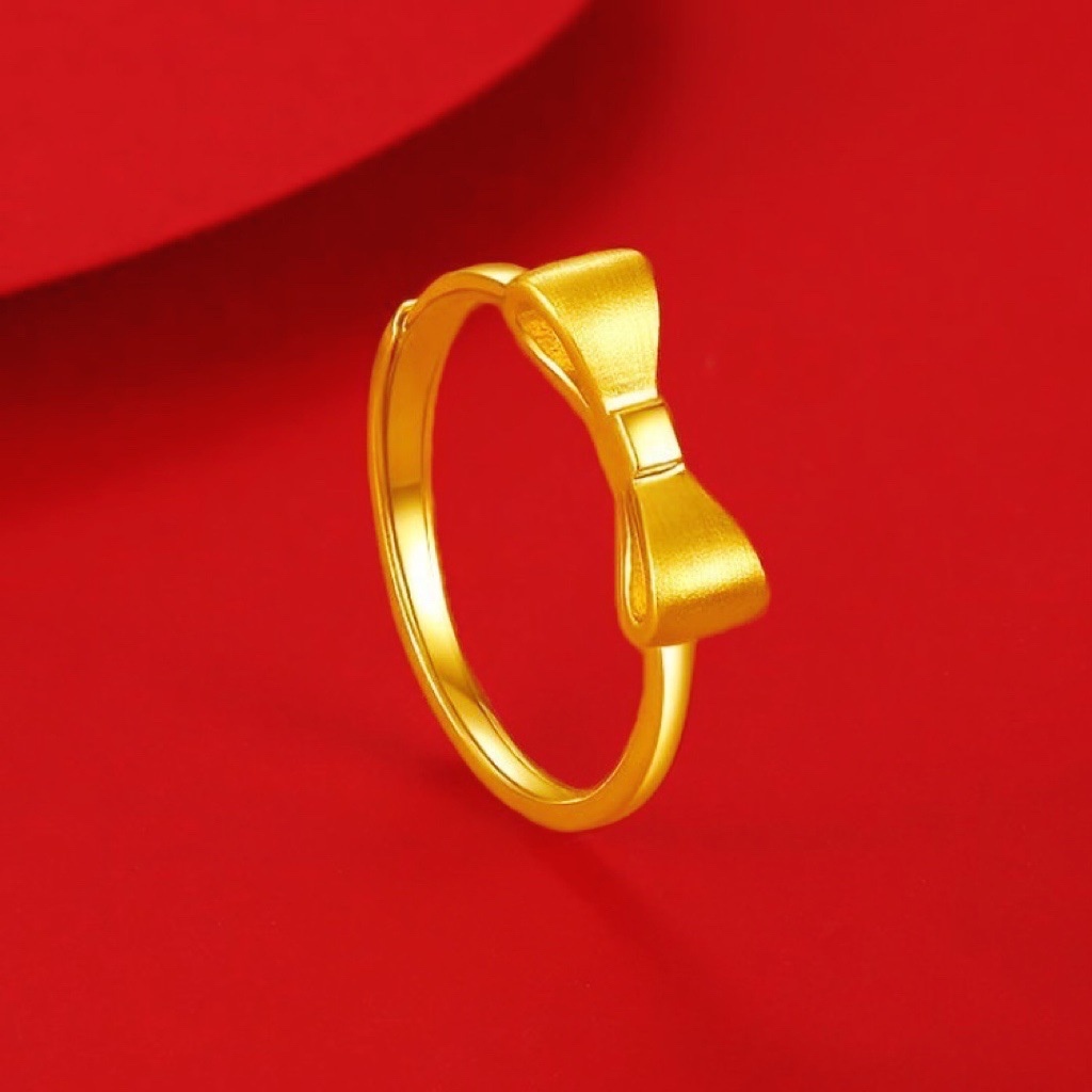 Cincin Emas 18K Bentuk Hati Dan Bunga Mawar Bahan Tembaga Untuk Wanita