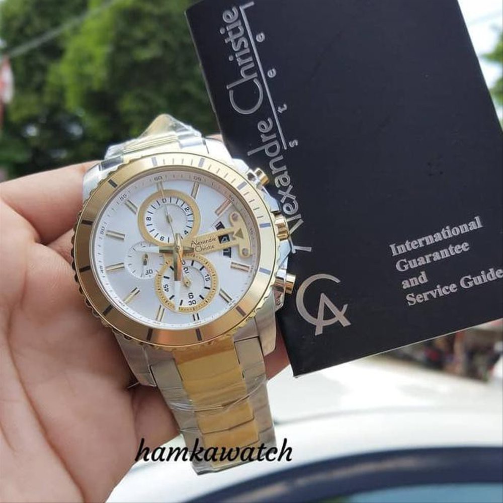 Dijual jam tangan pria alexander cristie original ac6455 silver gold Berkualitas
