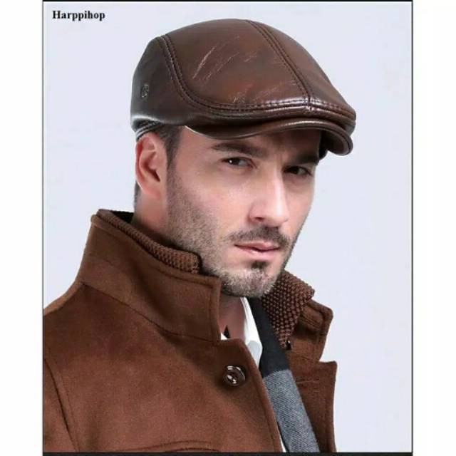 TOPI PET KULIT ASLI GARUT / Topi Seniman / Model / Artis / Topi Kulit Pria / Newsboy Hat