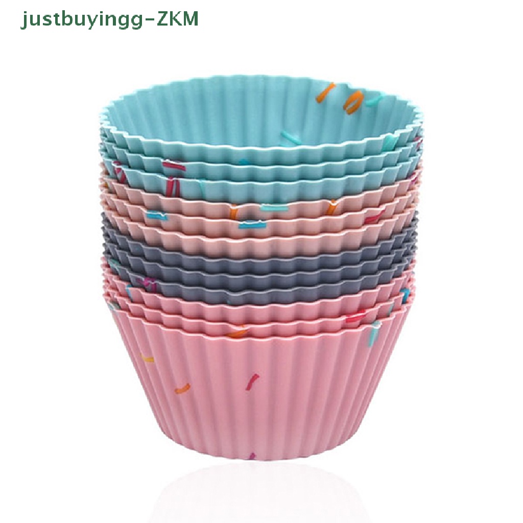 6 Pcs / set Cetakan Cupcake Muffin Bahan Silikon Dapat Digunakan Kembali
