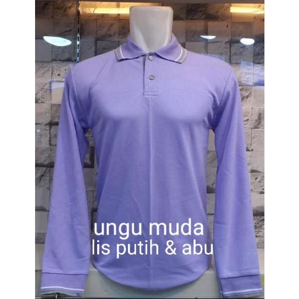 kerah lengan panjang ungu muda/lilac/kaos kerah panjang pria/wanita MLXLXXL
