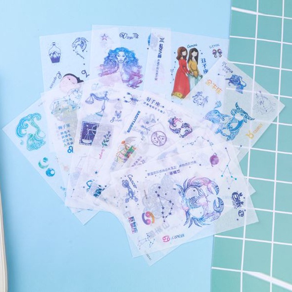 

6 lembar deco sticker DIY motif zodiac helloday jurnal planner MK882
