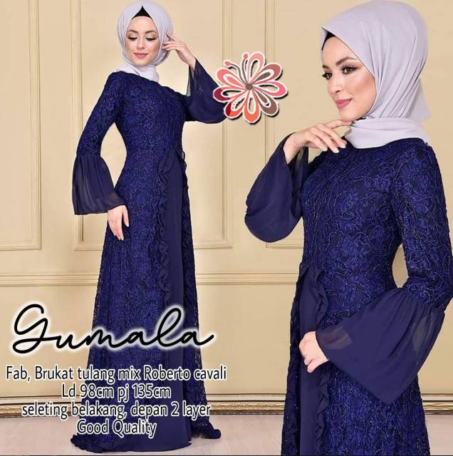 Baju Gamis Wanita Remaja Terbaru 2021 Model Kekinian Duyung Bhan Brukat Modern Pesta Kondangan mewah