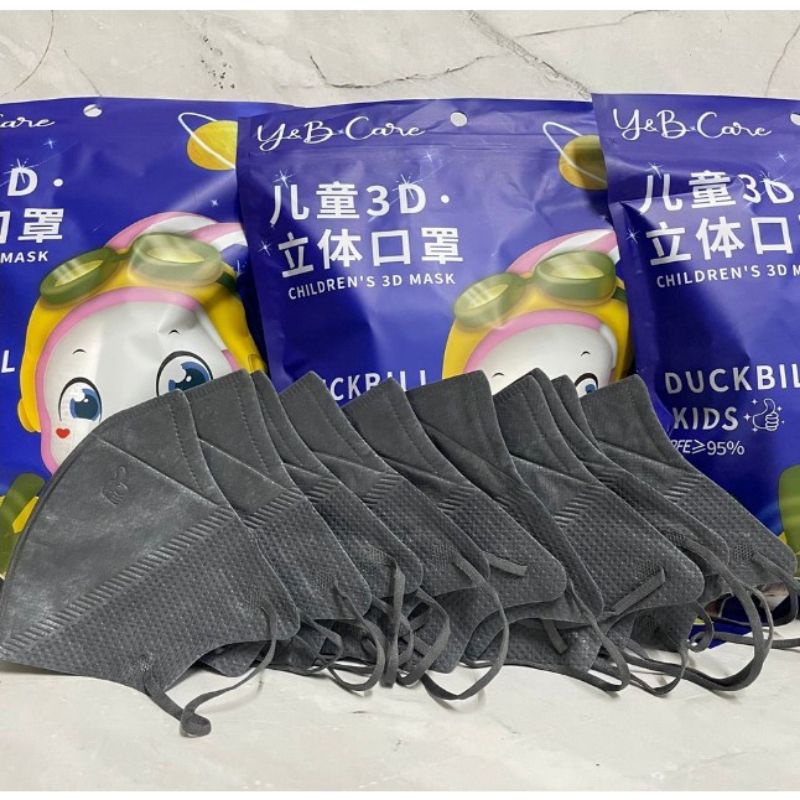 masker duckbill anak putih hitam abu y&b isi 50 pcs
