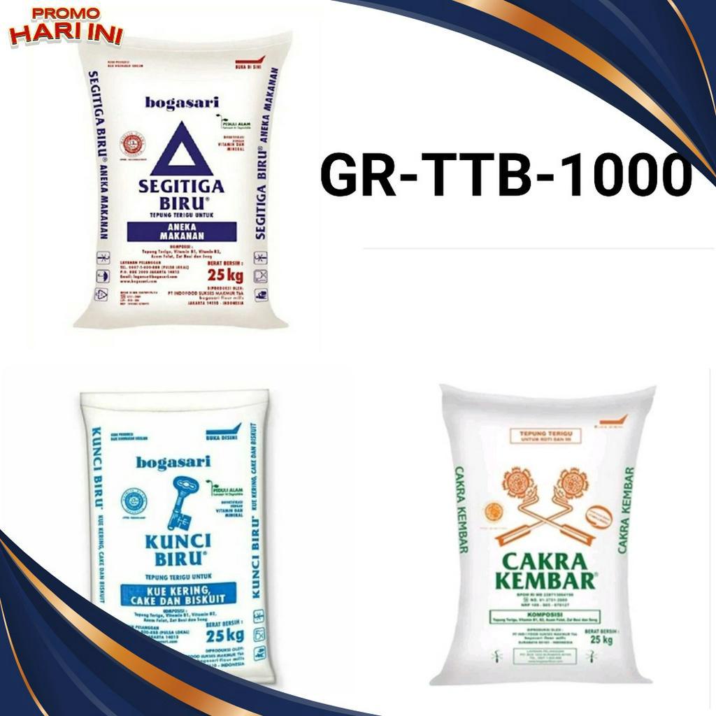 

PROMO SEMANGAT GRTTB1 Tepung cakra kembar kunci biru segitiga biru 1kg repack yamama baking