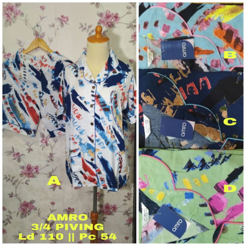 IFANI || SETELAN RAYON || AMRO CELANA 3/4 || LENGAN PENDEK || PIYAMA BERKERAH || PIYAMA VIRAL || PIY