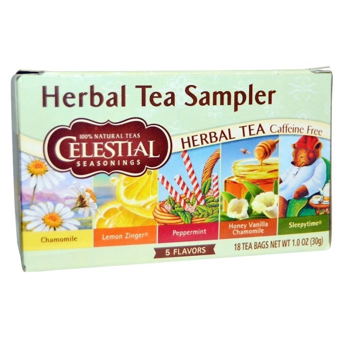 

USA Celestial Seasonings Herbal Tea Sampler Caffeine Free, 5 Flavors 18 organic teh