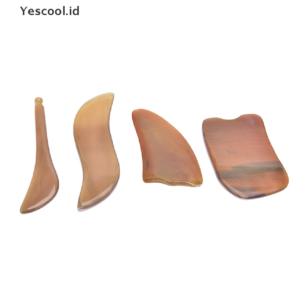 【Yescool】 4pcs Massage Scrapping Board Ox Horn Lightweight Gua Sha Board Body Care Relax .