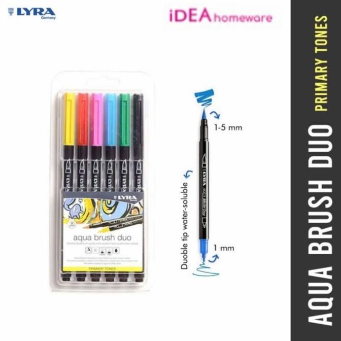 

(BISA COD) Lyra Aqua Brush Duo Primary Tones Set 6 pcs Brush Pen Warna Primer FREE ONGKIR Kode 498
